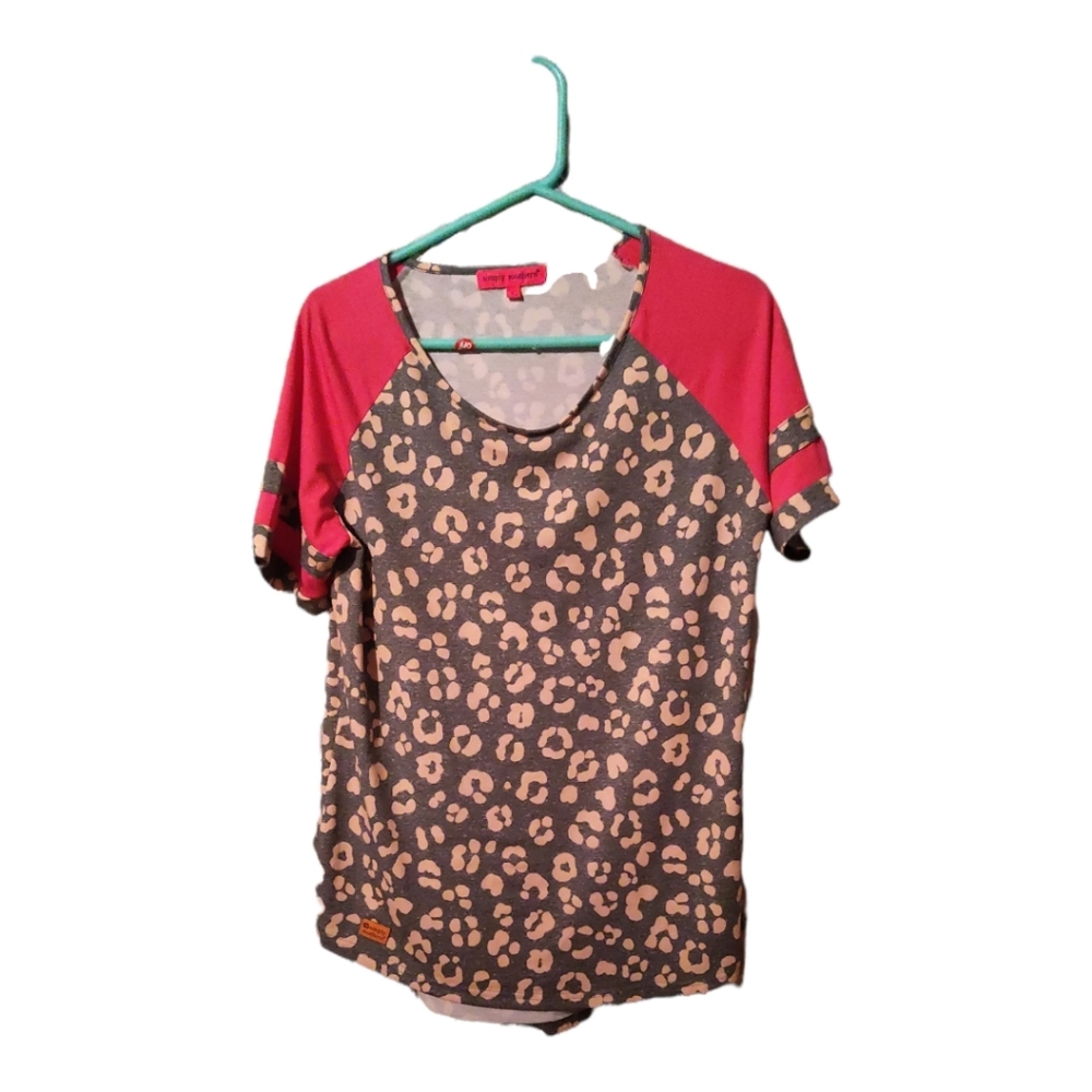 Simply southern animal print grey and pink large shirt
